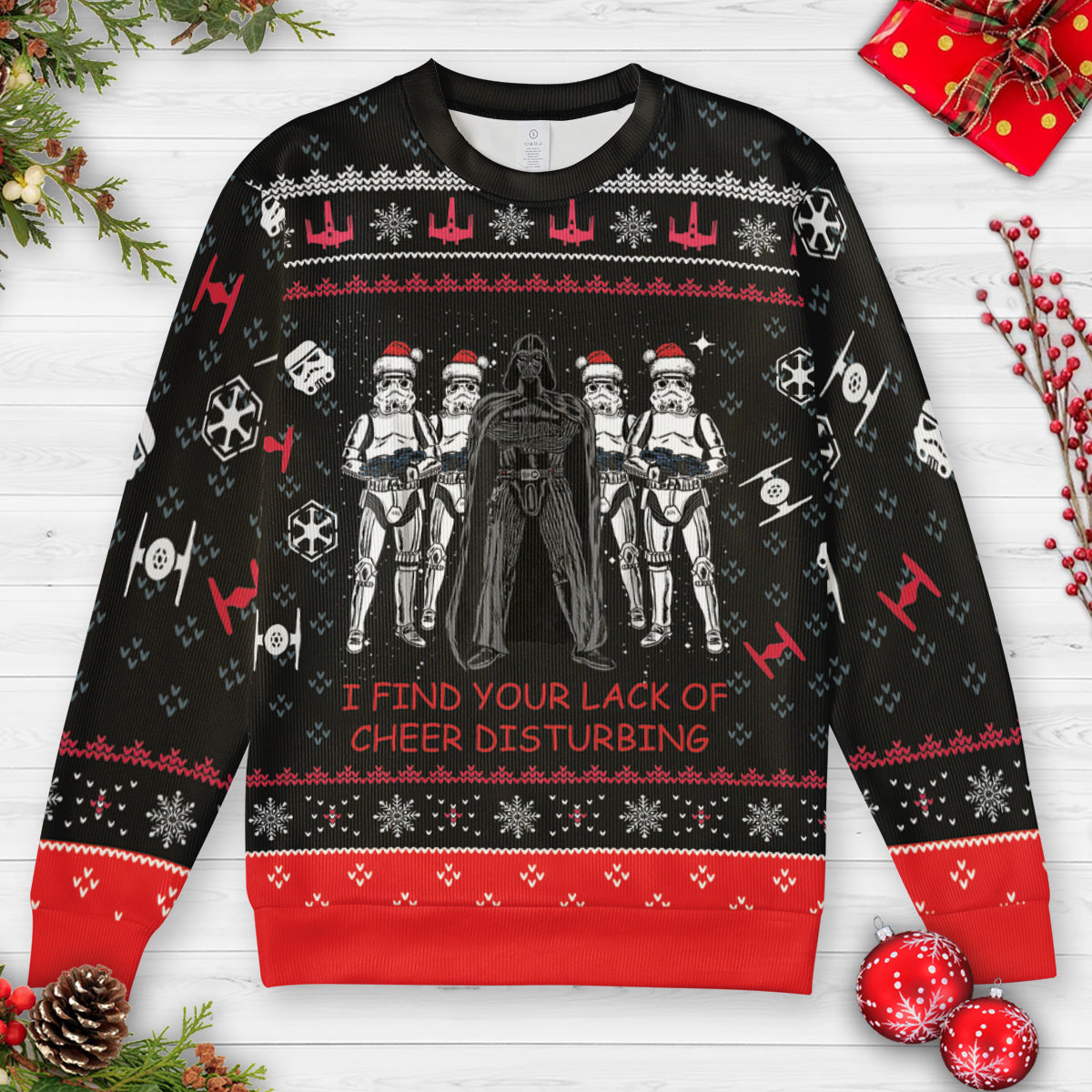 I Find Lack of Cheer Disturbing Ugly Christmas Sweatshirt