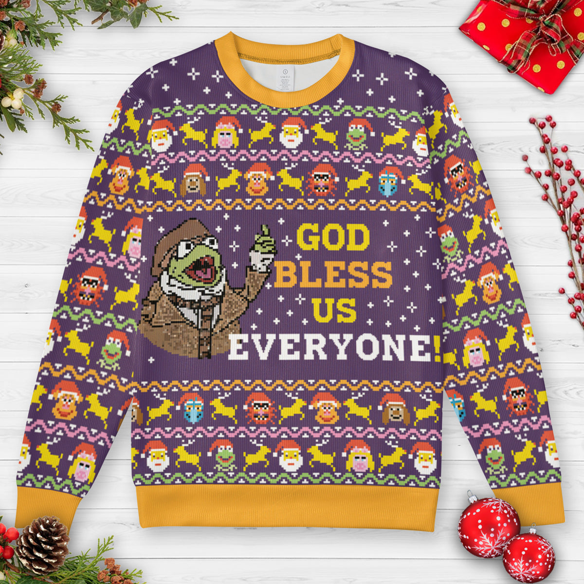 God Bless Us Everyone Ugly Christmas Sweatshirt