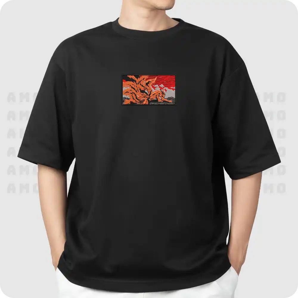 KURAMA Naruto Embroidered T-Shirt | Nine Tails Anime Streetwear Tee