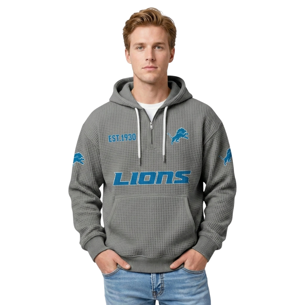 Detroit Lions EST 1930 Printed Quarter Zip Hoodie