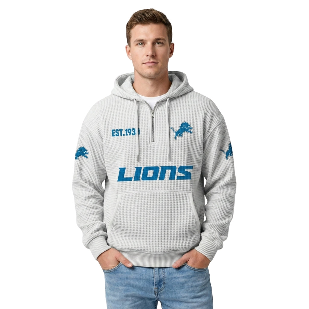 Detroit Lions EST 1930 Printed Quarter Zip Hoodie