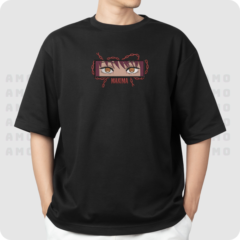 Makima Chainsaw Man Embroidered T-Shirt – Anime Streetwear Tee for Fans