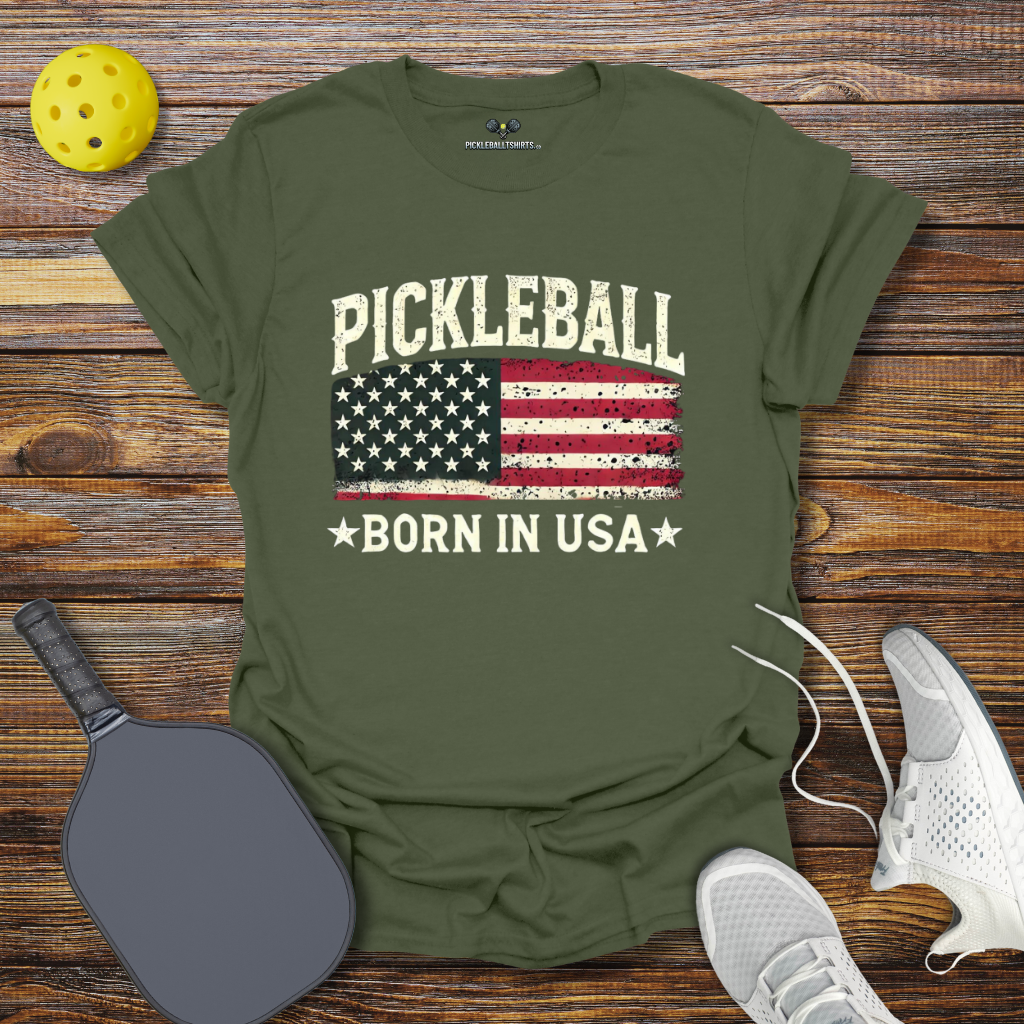 Funny Pickleball Shirt –  Pickleball Born in USA 2 T-Shirt