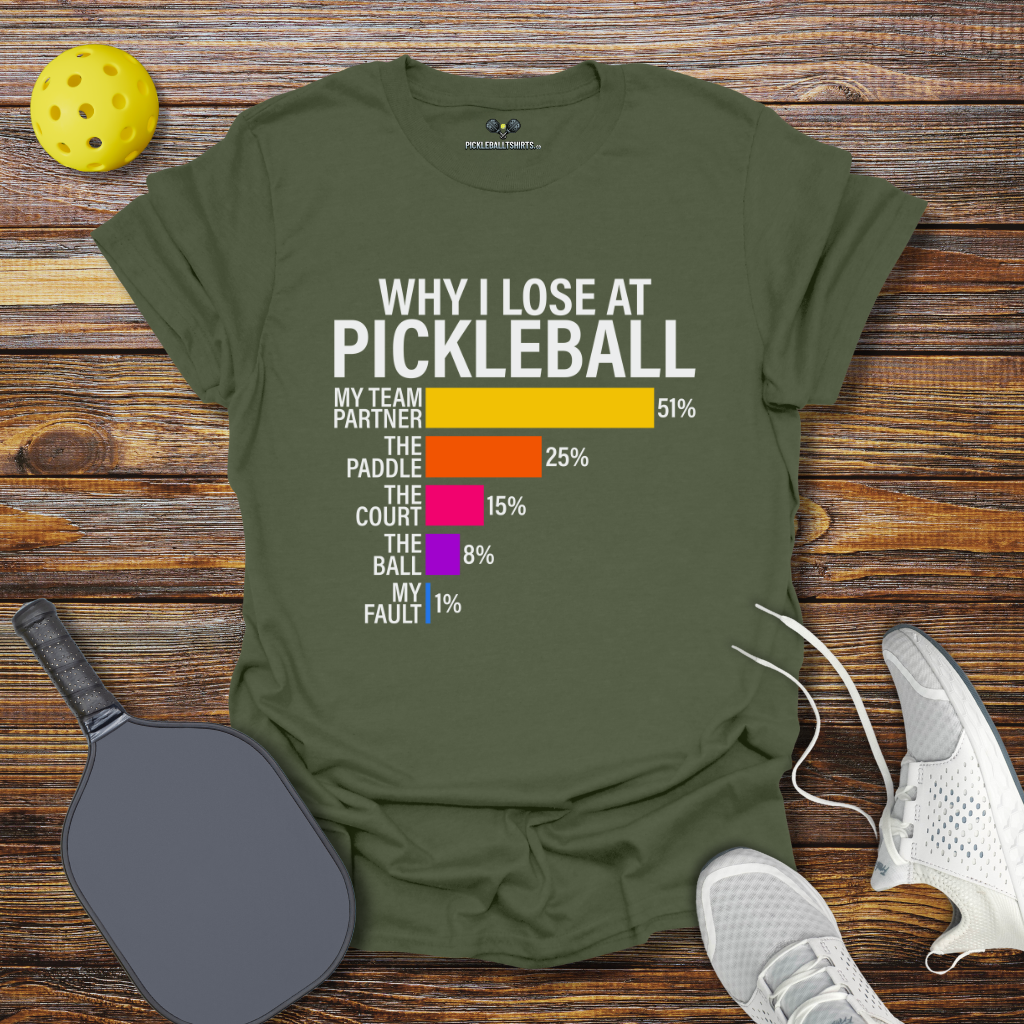 Funny Pickleball Shirt –  Why I Lose at Pickleball T-Shirt
