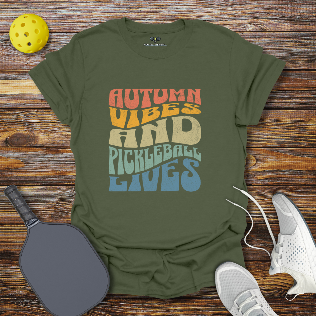 Funny Pickleball Shirt –  Autumn Vibes And Pickleball Lives T-Shirt