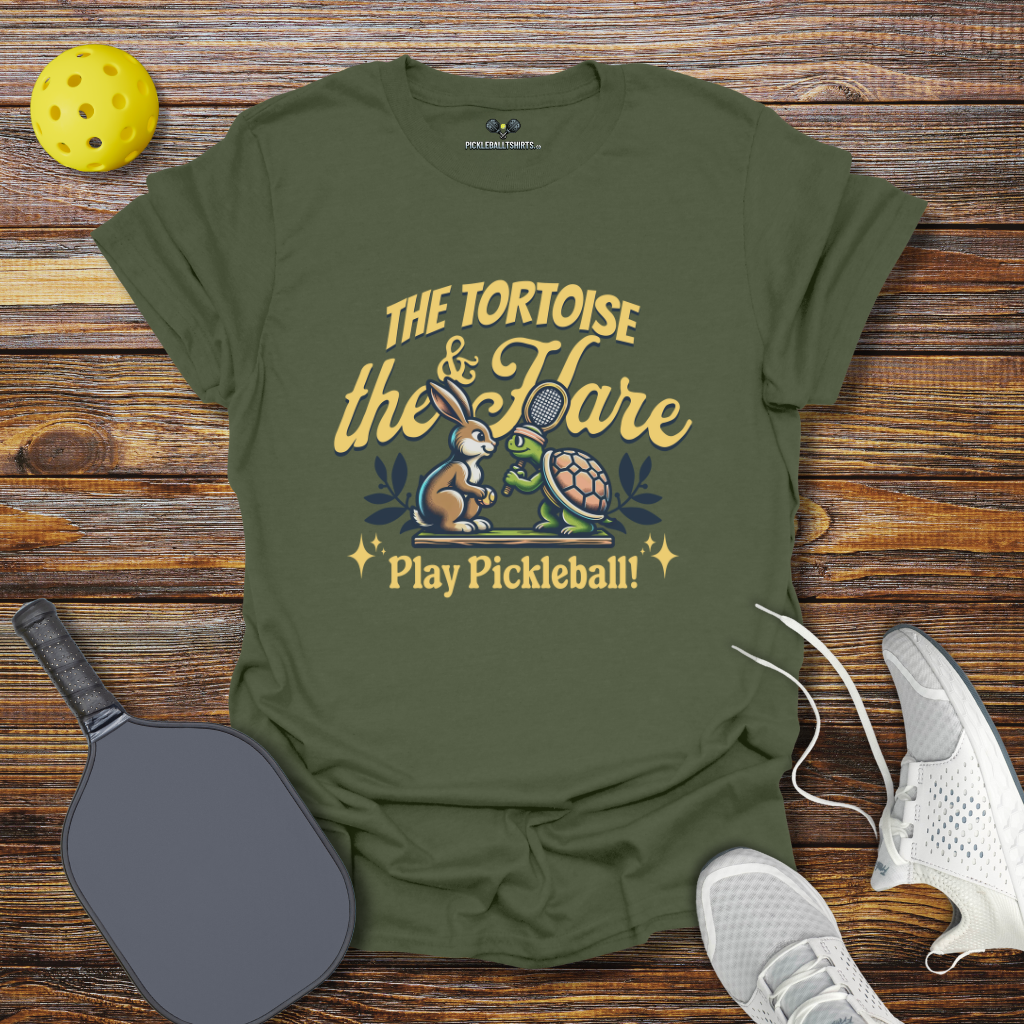Funny Pickleball Shirt –  The Tortoise and The Hare Play Pickleball T-Shirt