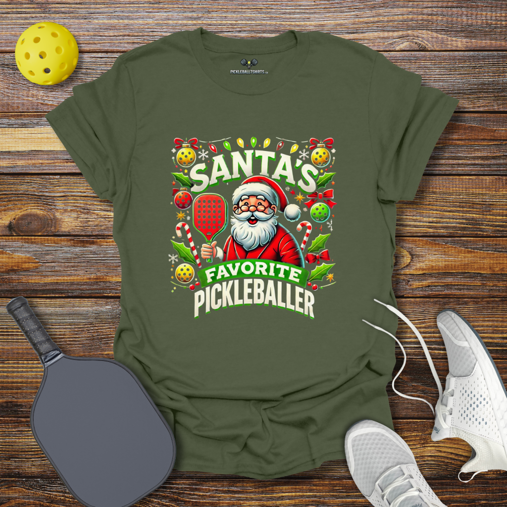 Funny Pickleball Shirt –  Santa's Favorite Pickleballer 2 Christmas T-Shirt