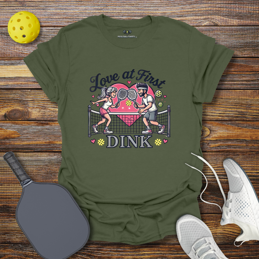 Funny Pickleball Shirt –  Love at First Dink Valentine T-Shirt