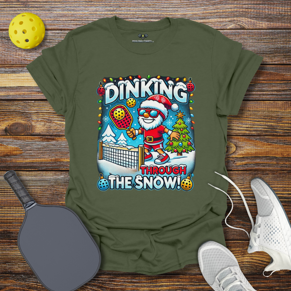 Funny Pickleball Shirt –  Dinking Through the Snow Christmas T-Shirt