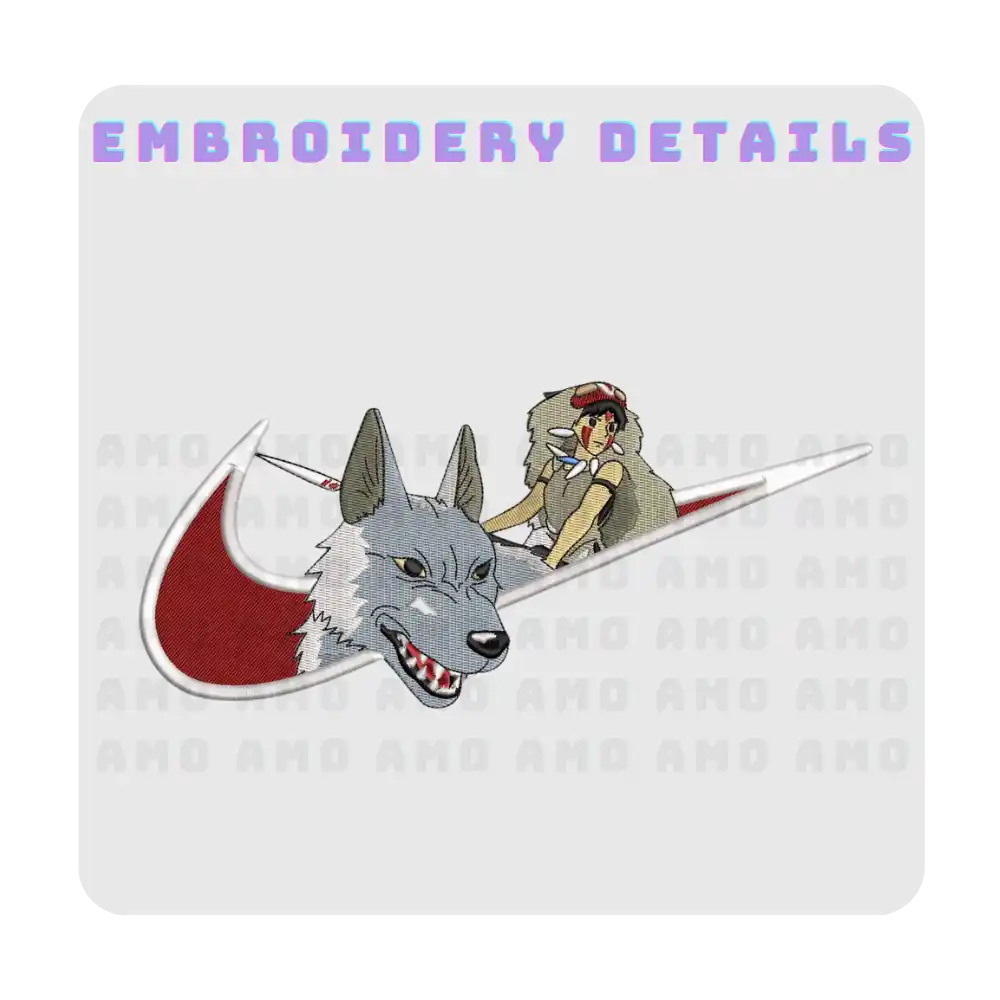 Mononoke Hime Embroidered T-Shirt | Studio Ghibli Anime Tee