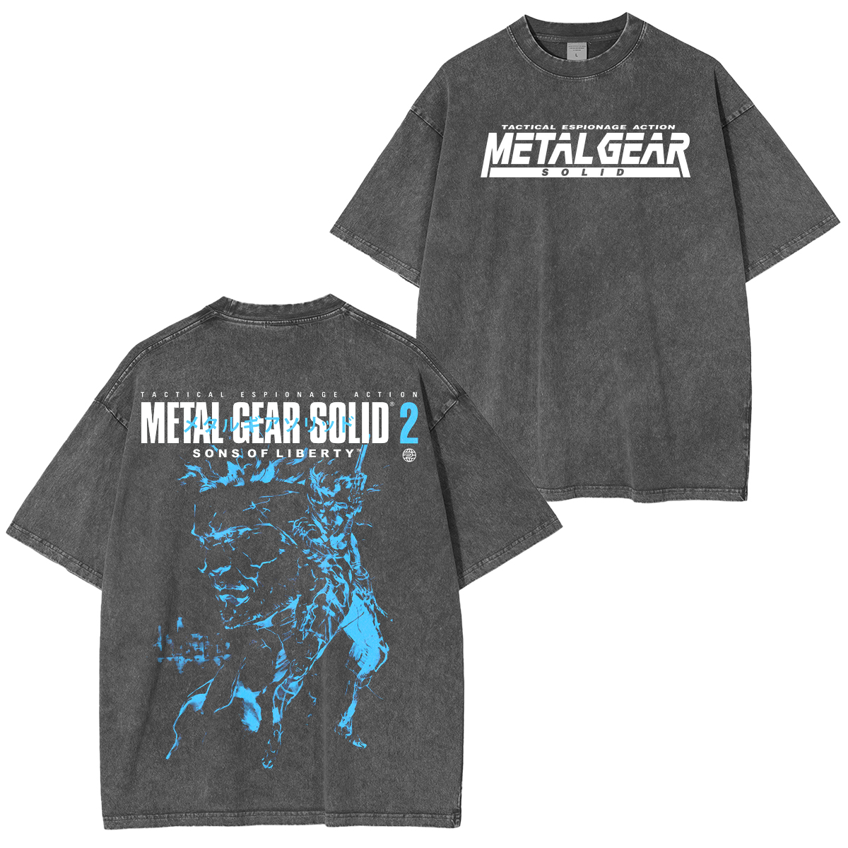 GS2 Snake And Raiden Cover Game Metal Gear Solid Graphic Unisex Washed T-Shirt