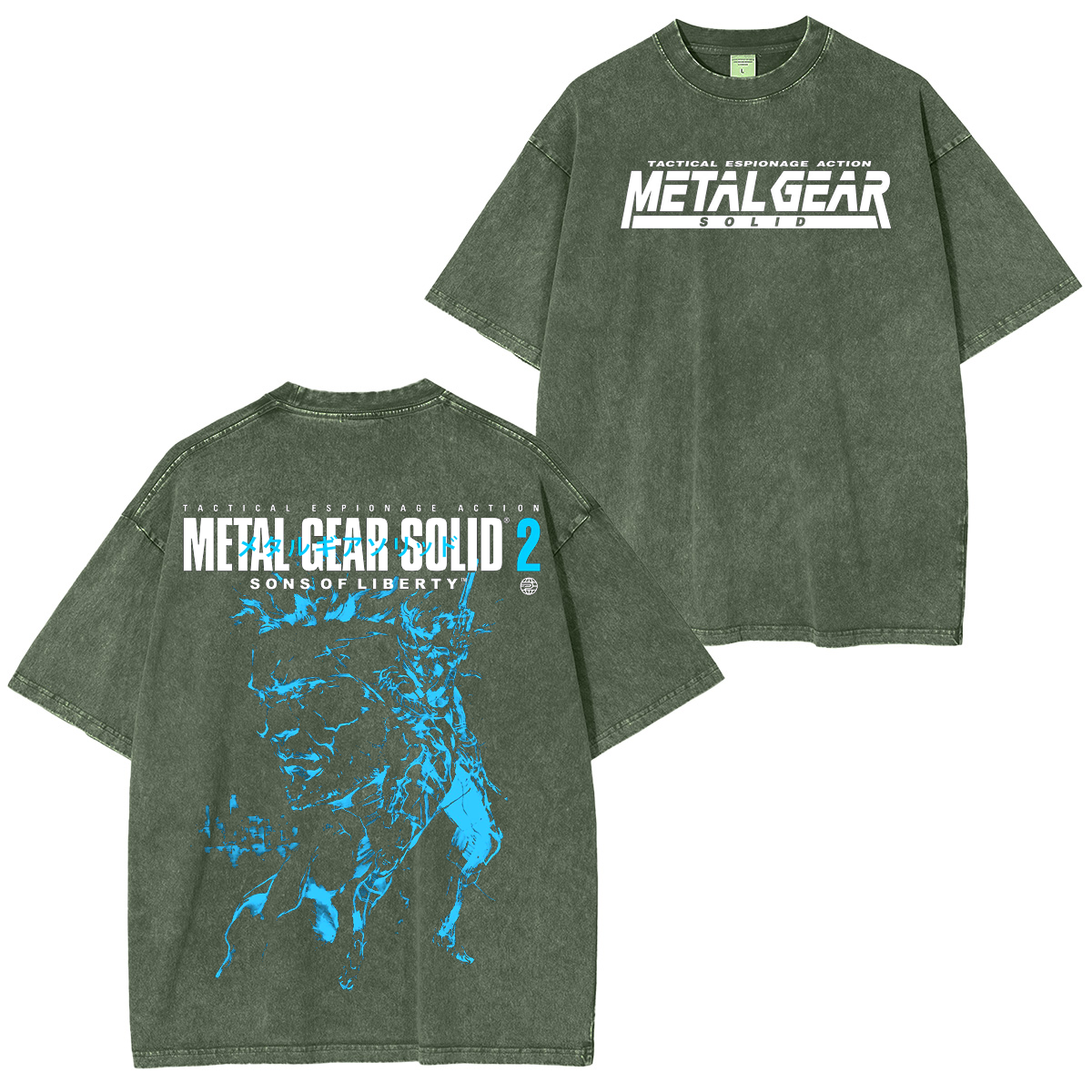 GS2 Snake And Raiden Cover Game Metal Gear Solid Graphic Unisex Washed T-Shirt