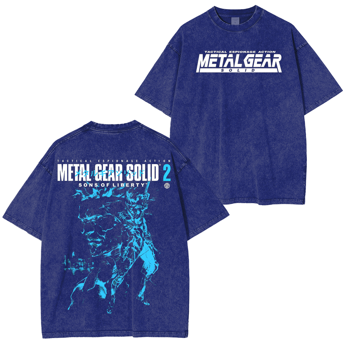 GS2 Snake And Raiden Cover Game Metal Gear Solid Graphic Unisex Washed T-Shirt