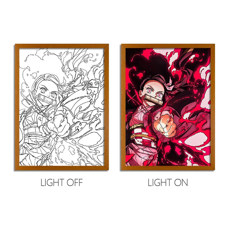 Demon Slayer Anime Light Box – LED Light Painting Photo Frame & Wall Art