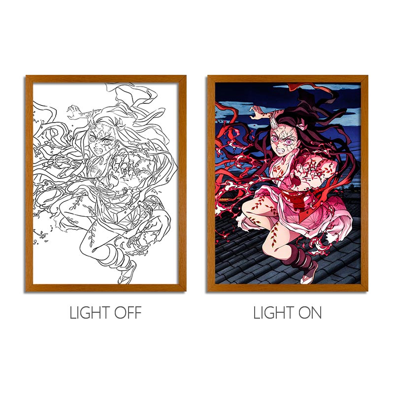 Demon Slayer Anime Light Box – LED Light Painting Photo Frame & Wall Art