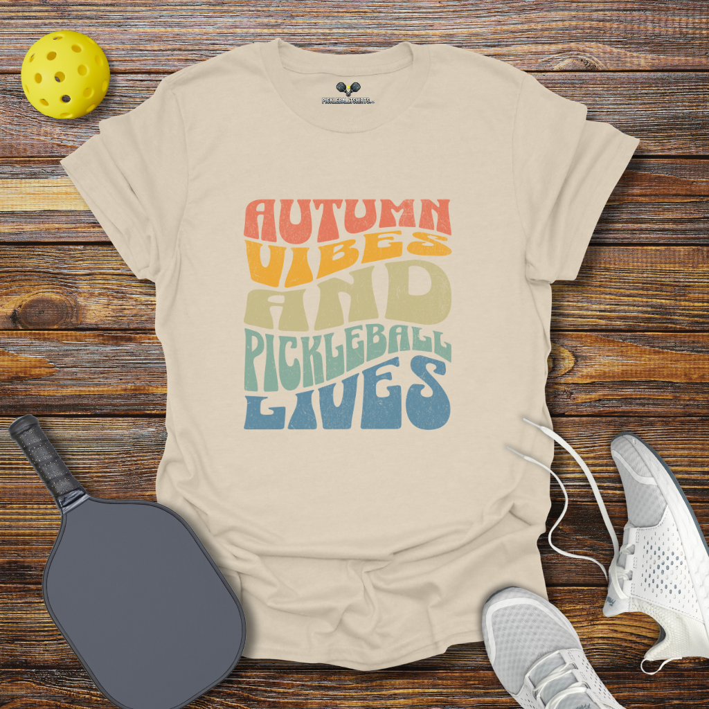 Funny Pickleball Shirt –  Autumn Vibes And Pickleball Lives T-Shirt