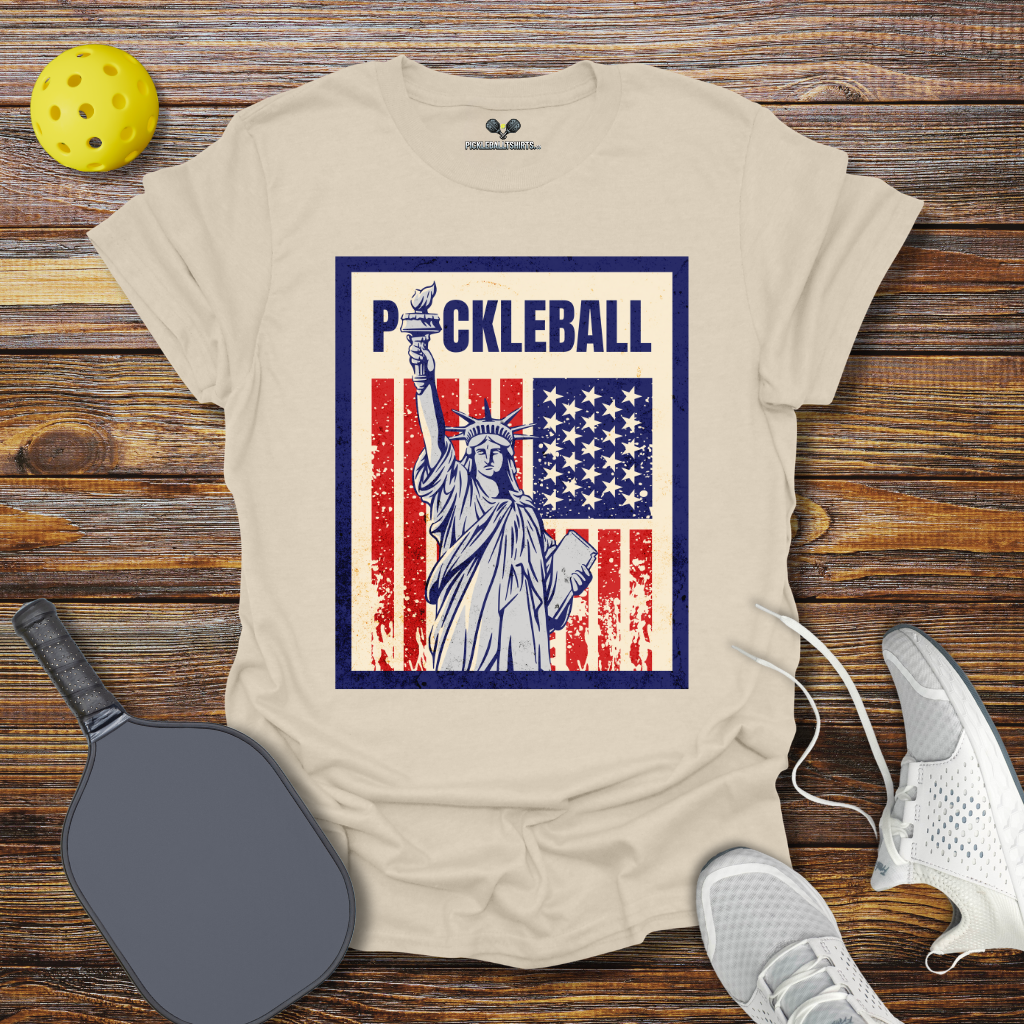 Funny Pickleball Shirt –  Pickleball Statue of Liberty T-Shirt