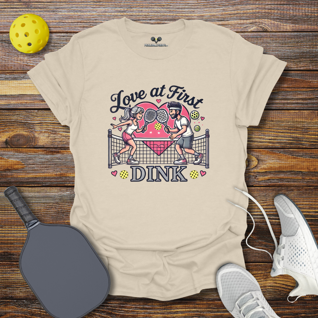 Funny Pickleball Shirt –  Love at First Dink Valentine T-Shirt
