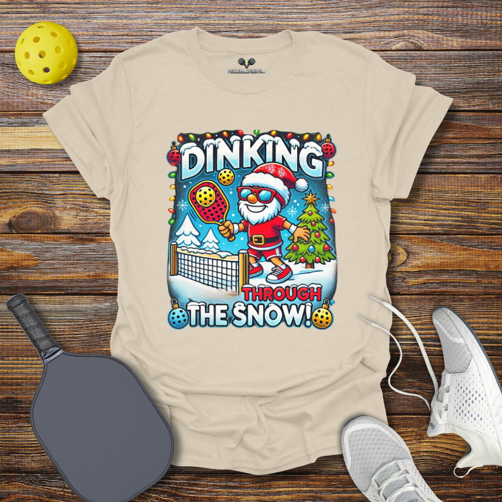 Funny Pickleball Shirt –  Dinking Through the Snow Christmas T-Shirt