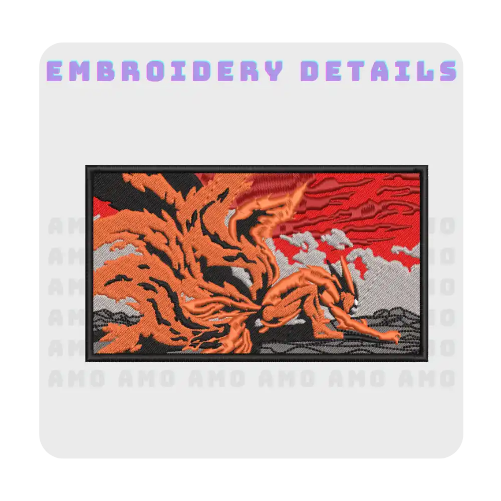 KURAMA Naruto Embroidered T-Shirt | Nine Tails Anime Streetwear Tee
