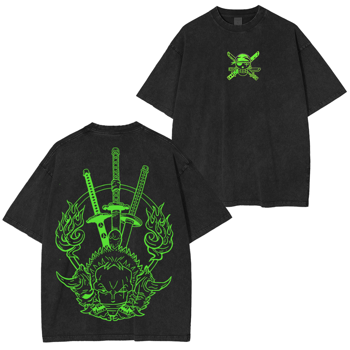 Ronoa Zoro One Piece Anime Unisex Washed T-Shirt