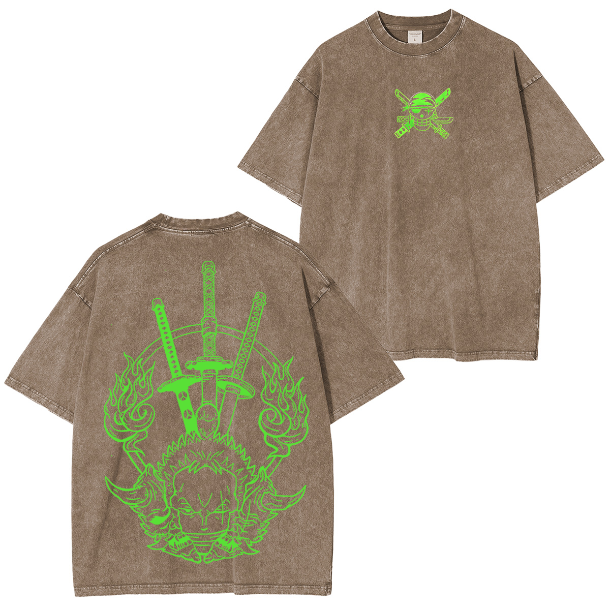 Ronoa Zoro One Piece Anime Unisex Washed T-Shirt
