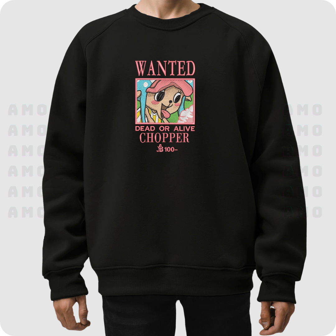 One Piece Chopper Wanted Embroidered Sweater