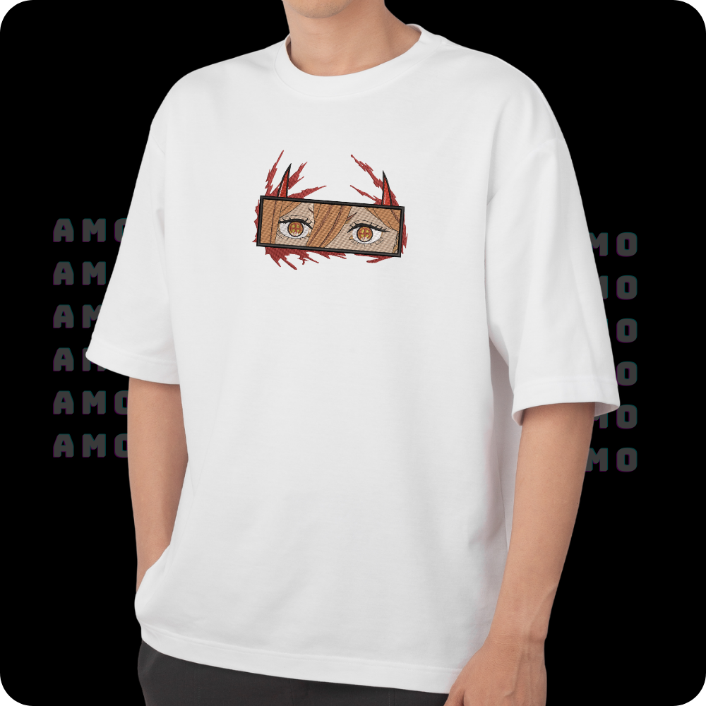 Power Chainsaw Man Embroidered T-Shirt – Anime Streetwear Tee