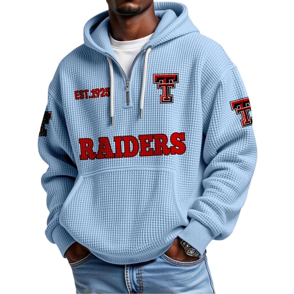 Raiders EST 1967 Printed Quarter Zip With Front Pocket Hoodie