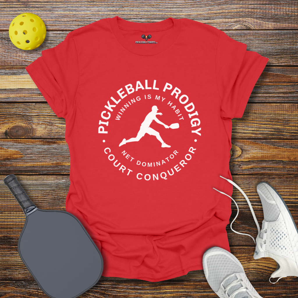 Funny Pickleball Shirt –  Pickleball Prodigy Court Conqueror for Him T-Shirt