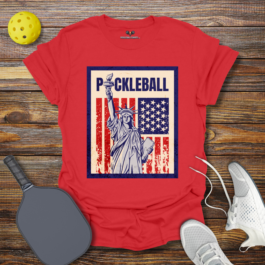 Funny Pickleball Shirt –  Pickleball Statue of Liberty T-Shirt