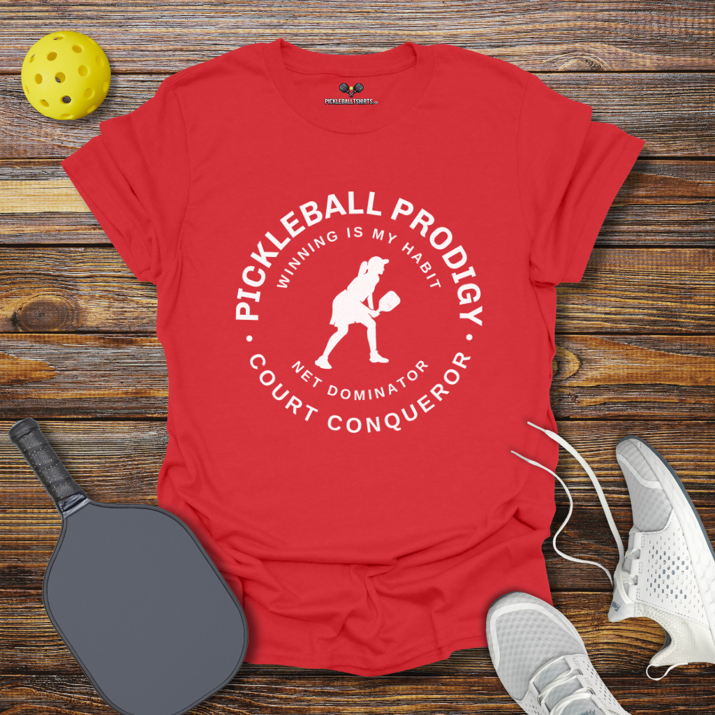 Funny Pickleball Shirt –  Pickleball Prodigy Court Conqueror for Her T-Shirt