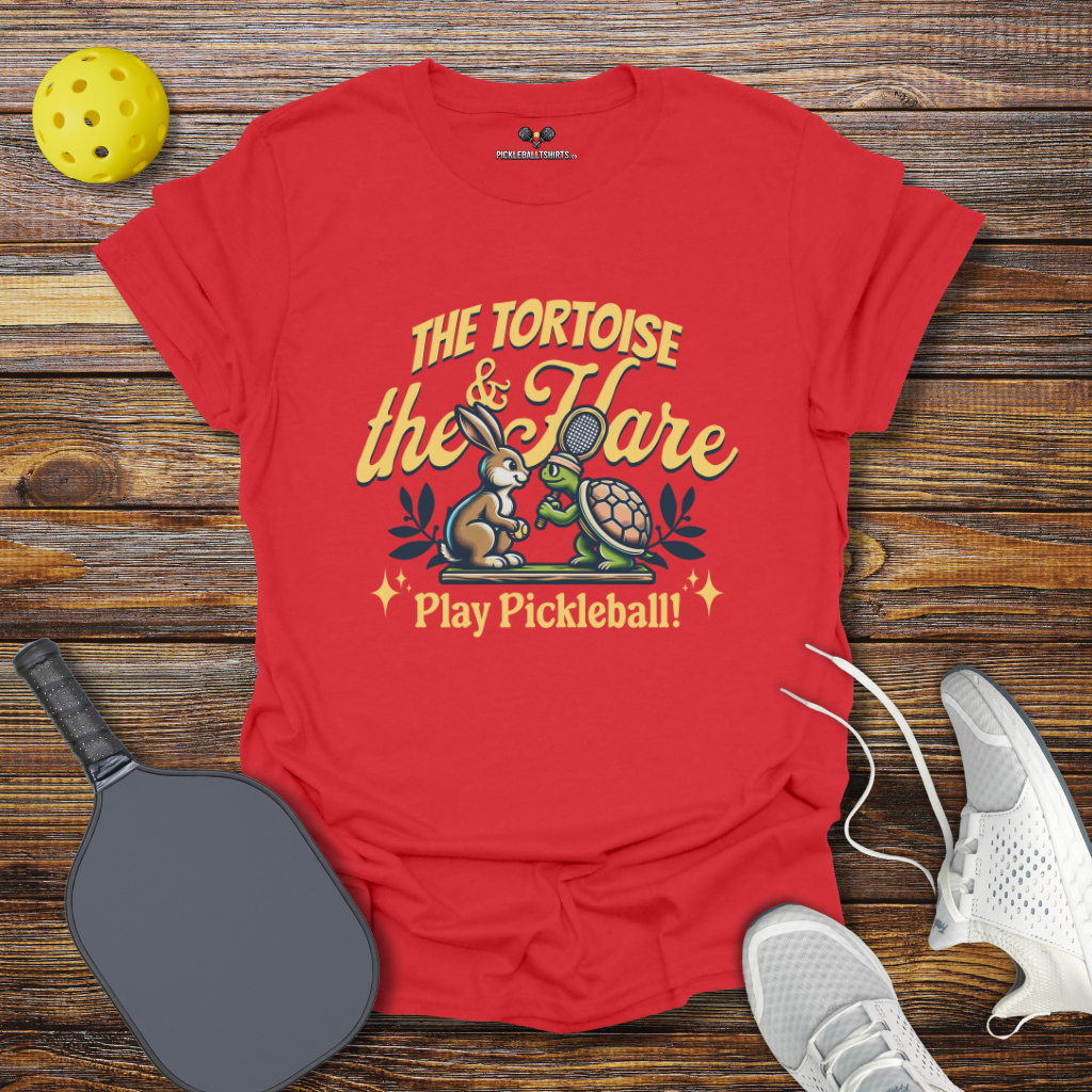 Funny Pickleball Shirt –  The Tortoise and The Hare Play Pickleball T-Shirt
