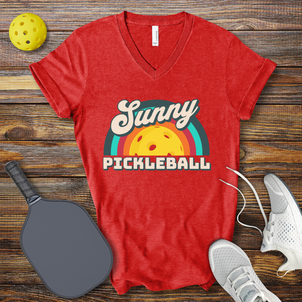 Funny Pickleball Shirt –  Sunny Pickleball Retro V-Neck T-shirt