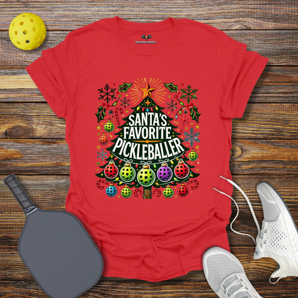 Funny Christmas Pickleball Shirt – Santa’s Favorite Pickleballer