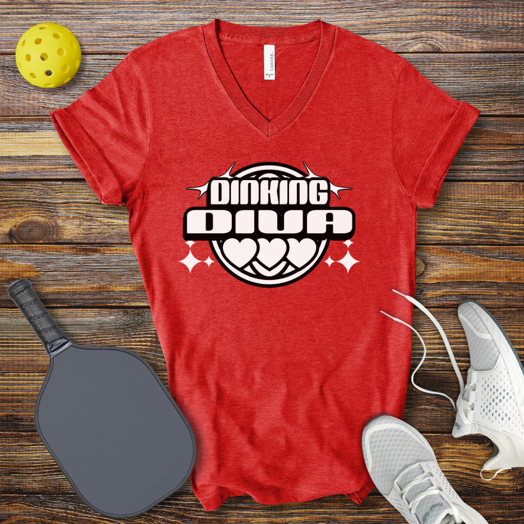 Funny Pickleball Shirt –  Dinking Diva V-Neck T-shirt