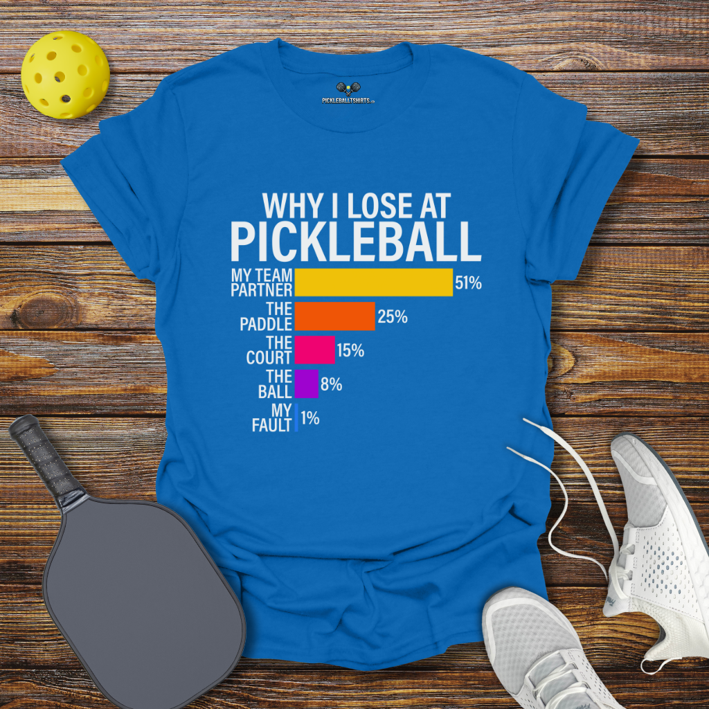 Funny Pickleball Shirt –  Why I Lose at Pickleball T-Shirt