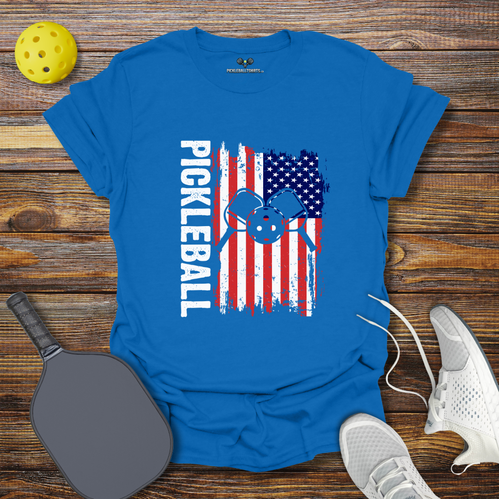 Funny Pickleball Shirt –  Pickleball USA Flag T-Shirt