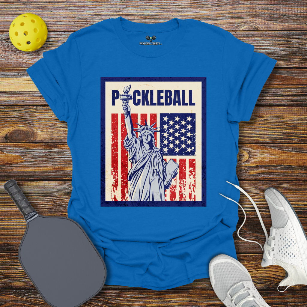 Funny Pickleball Shirt –  Pickleball Statue of Liberty T-Shirt