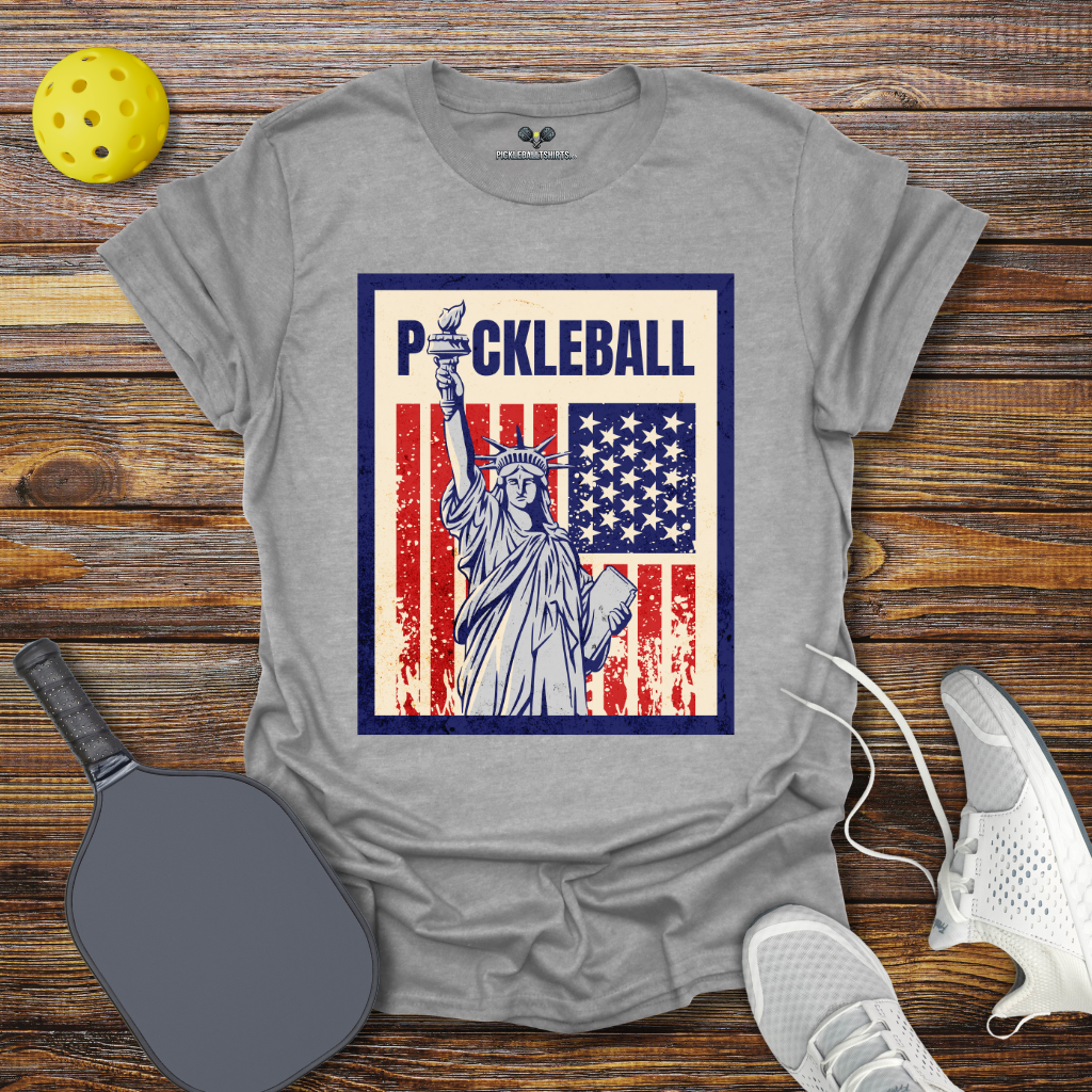 Funny Pickleball Shirt –  Pickleball Statue of Liberty T-Shirt