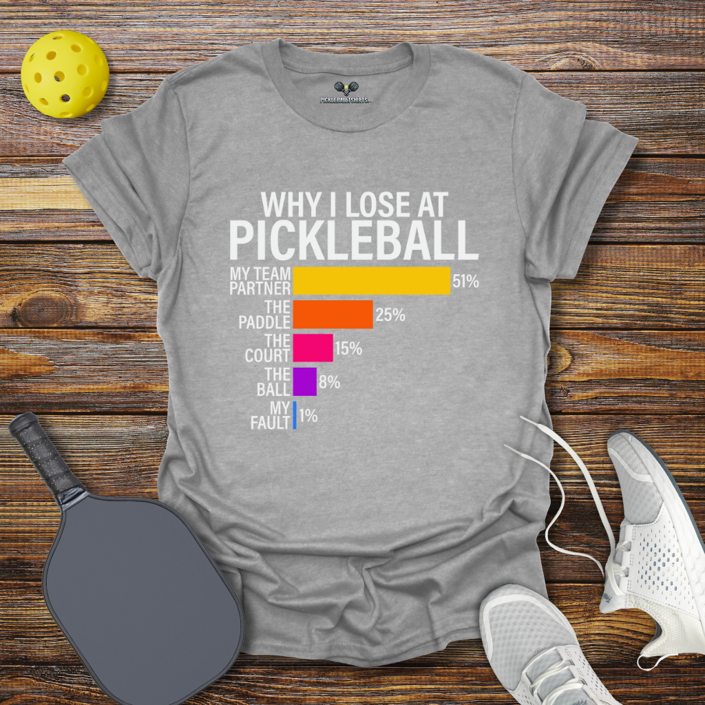 Funny Pickleball Shirt –  Why I Lose at Pickleball T-Shirt
