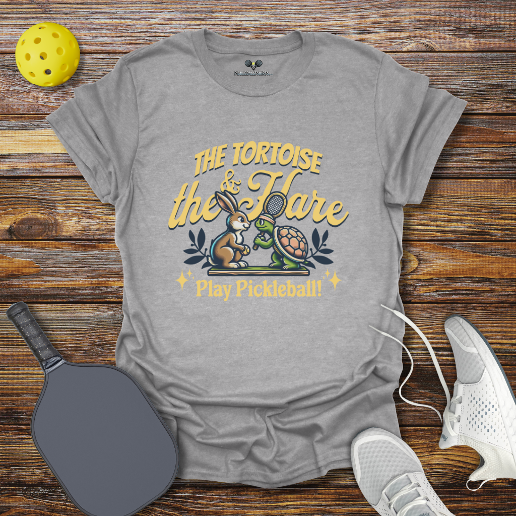 Funny Pickleball Shirt –  The Tortoise and The Hare Play Pickleball T-Shirt