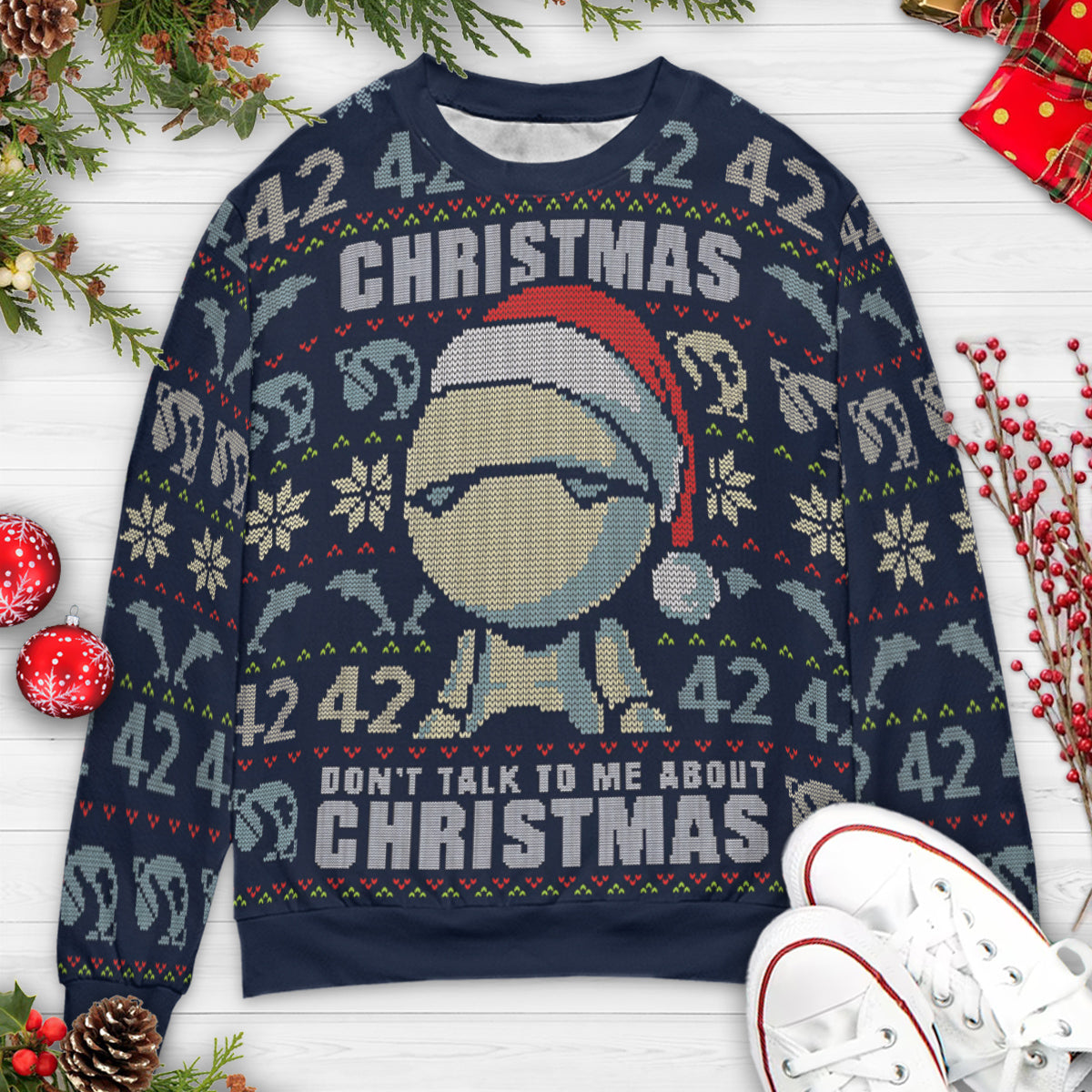 42 Marvin Don't Talk To Me The Hitchhiker's Guide to the GalaxyUgly Christmas Sweatshirt