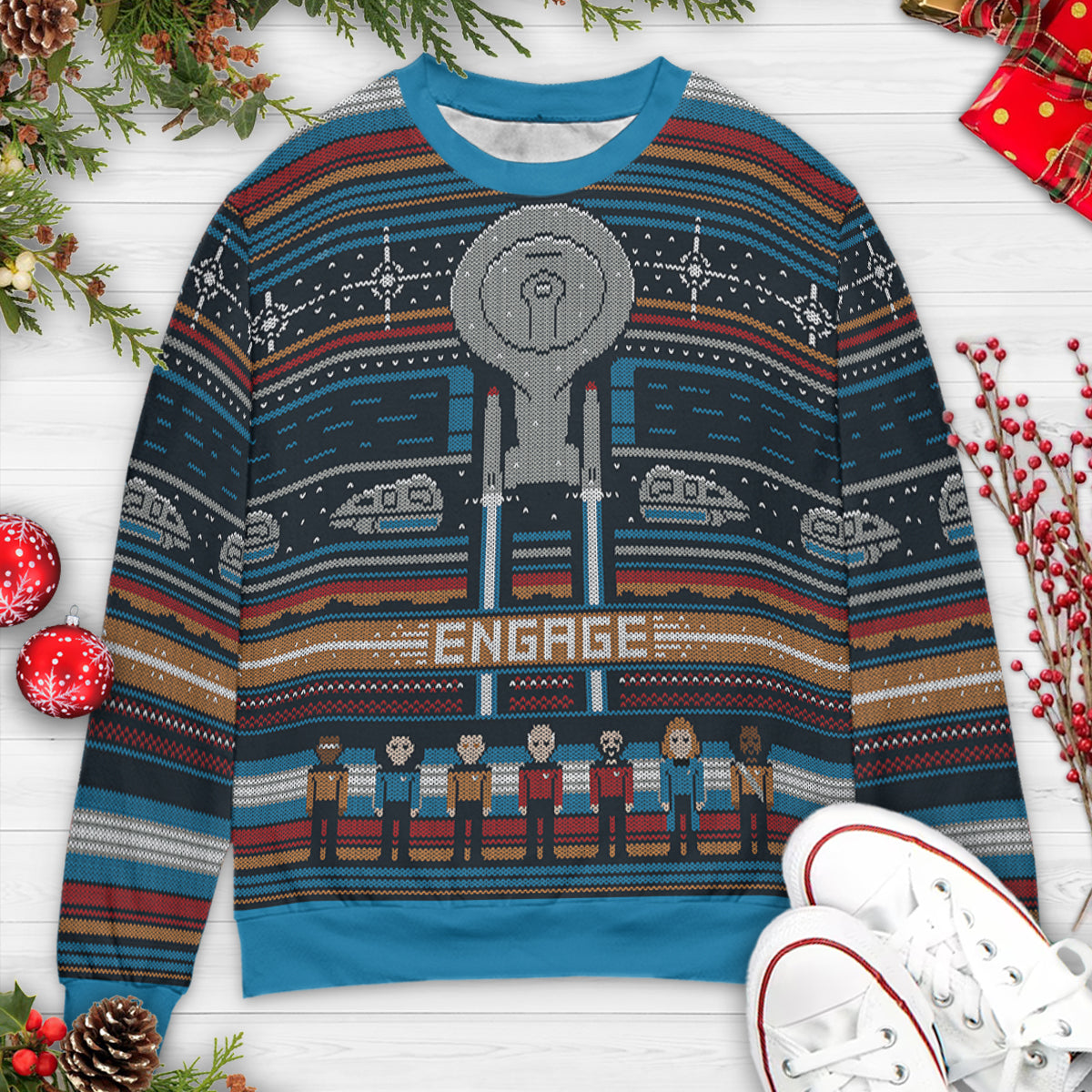 Engaging Holidays Star Trek Ugly Christmas Sweatshirt