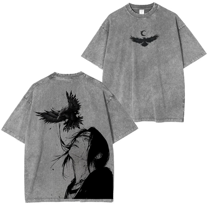 Uchiha - Naruto Anime Double Printed Vintage Washed Tee