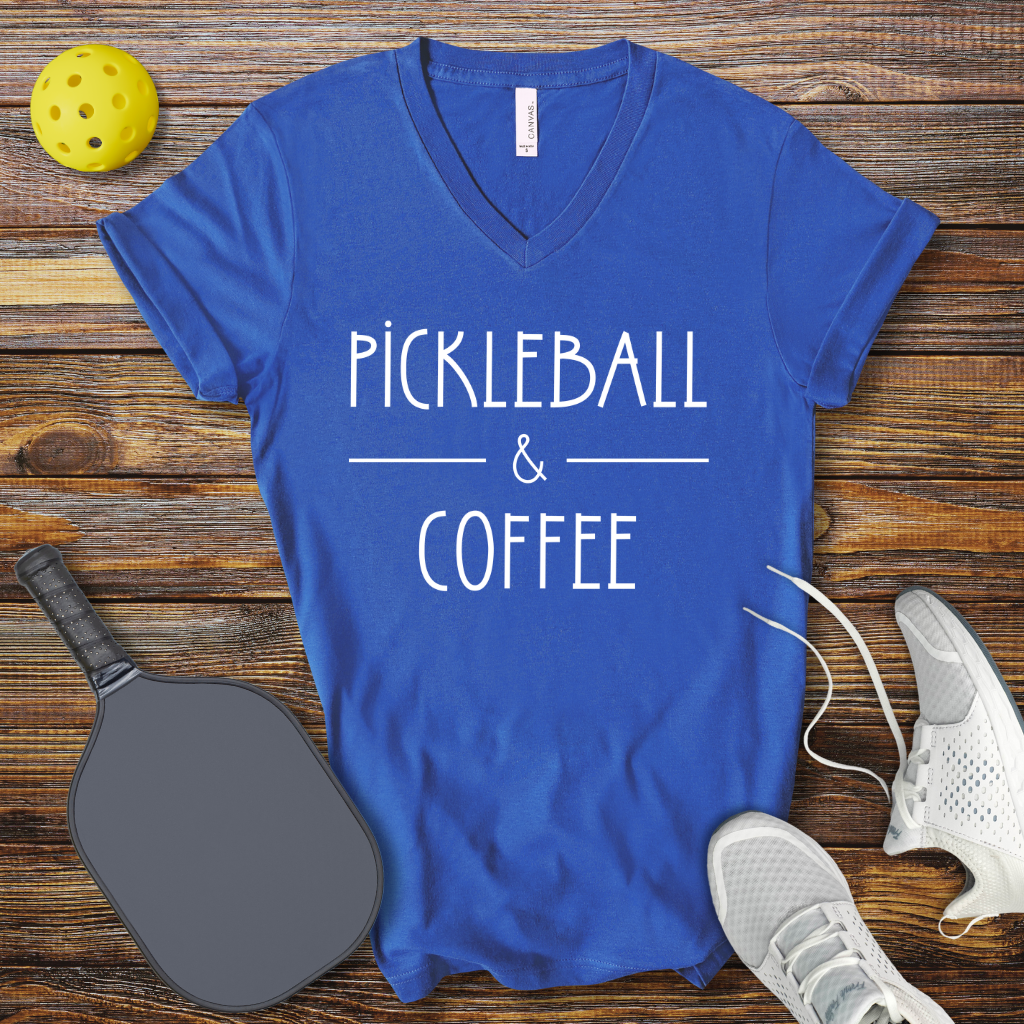 Funny Pickleball Shirt –  Pickleball & Coffee V-Neck T-shirt