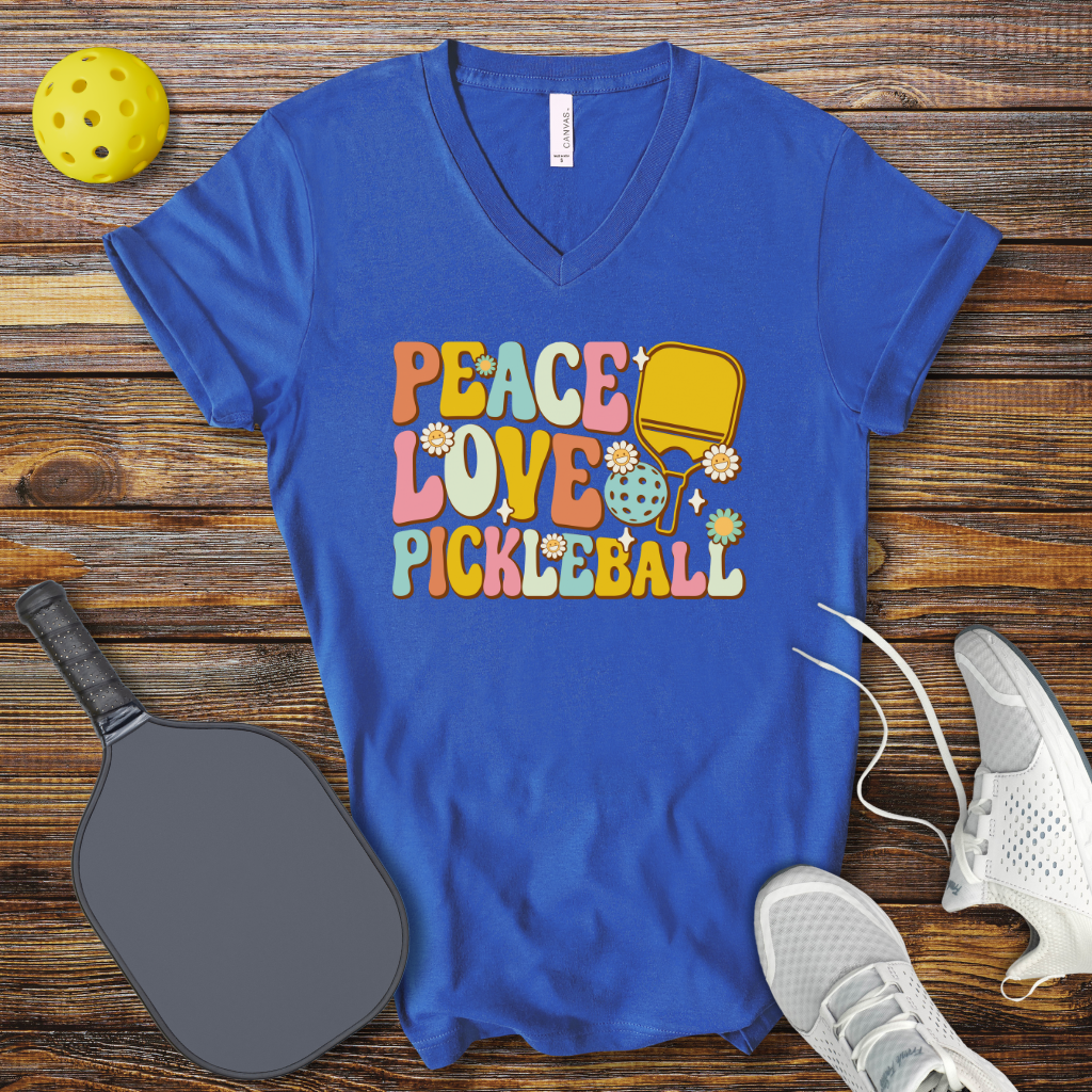 Funny Pickleball Shirt –  Peace Love Pickleball V-Neck T-shirt