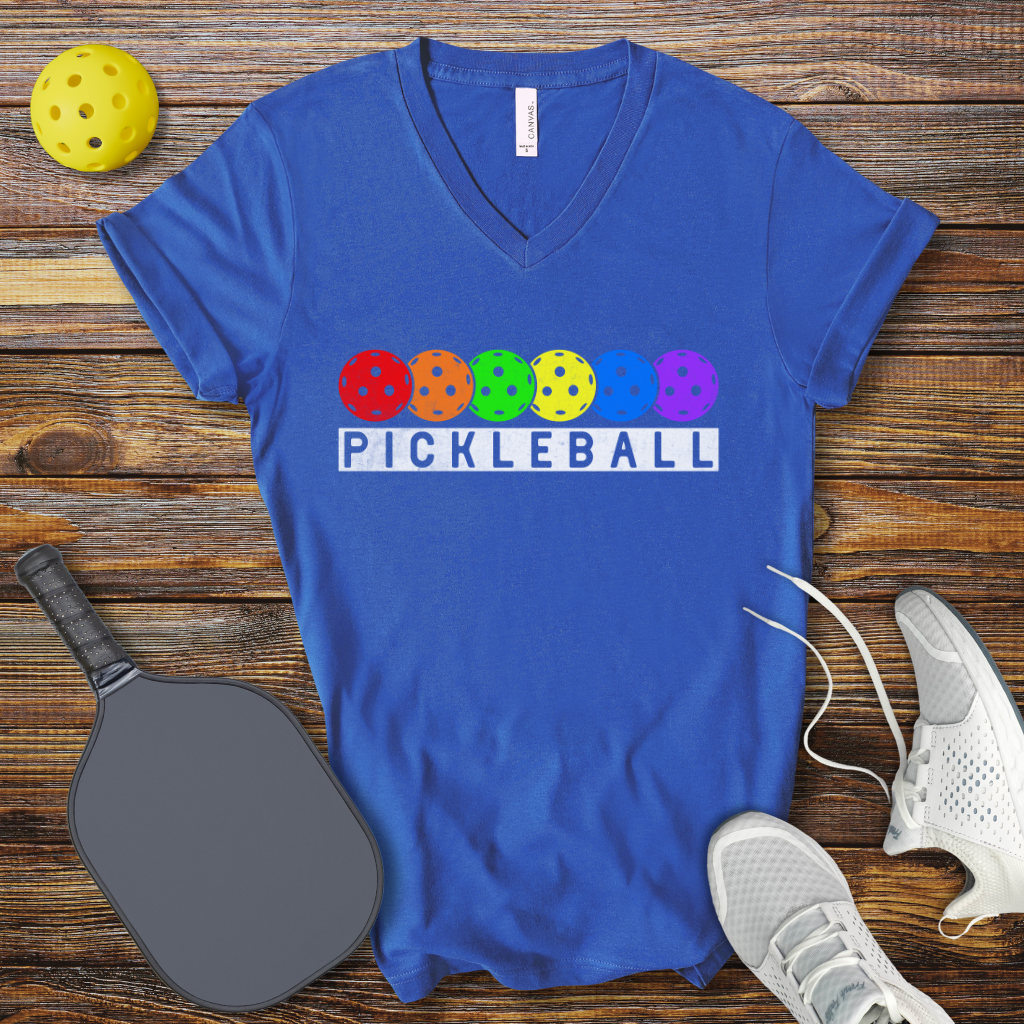 Funny Pickleball Shirt –  Pickleball Retro Balls V-Neck T-Shirt