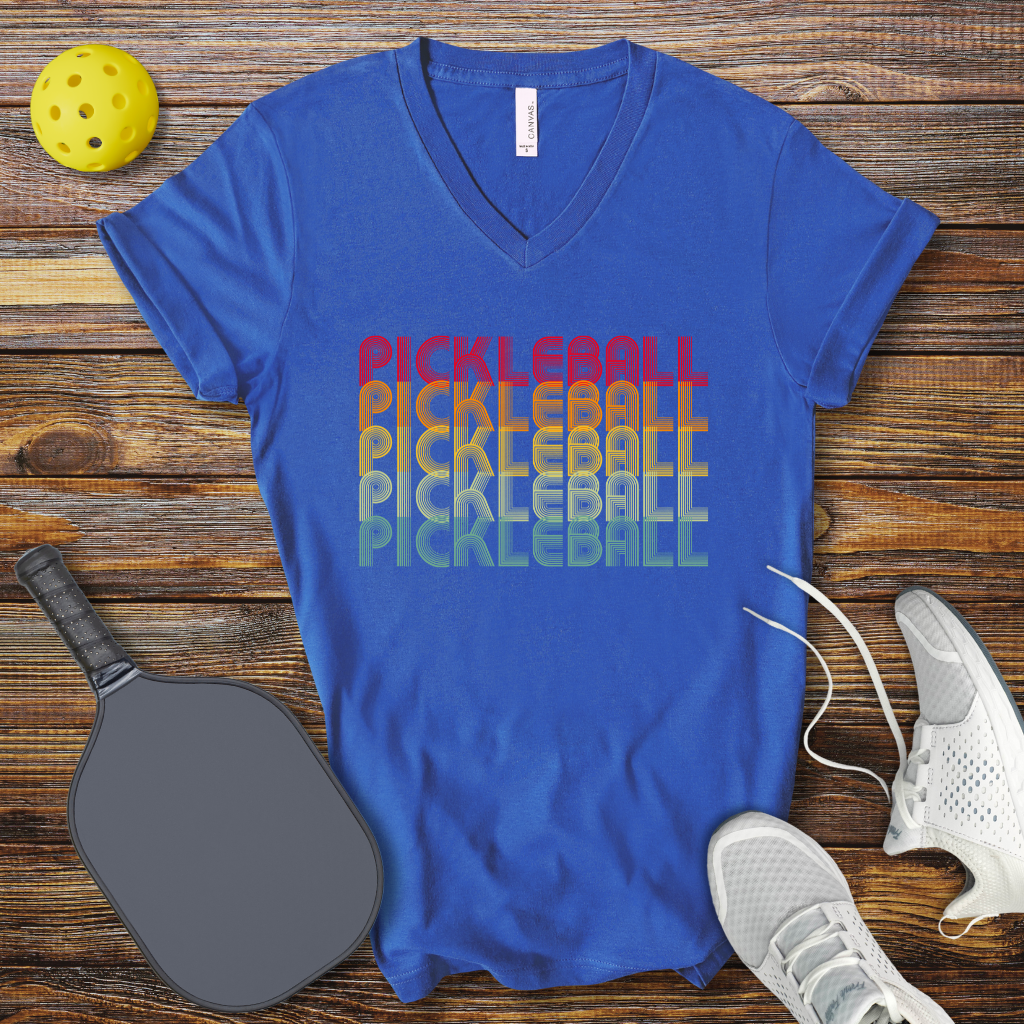 Funny Pickleball Shirt –  PIckleball Retro Colored V-Neck T-shirt