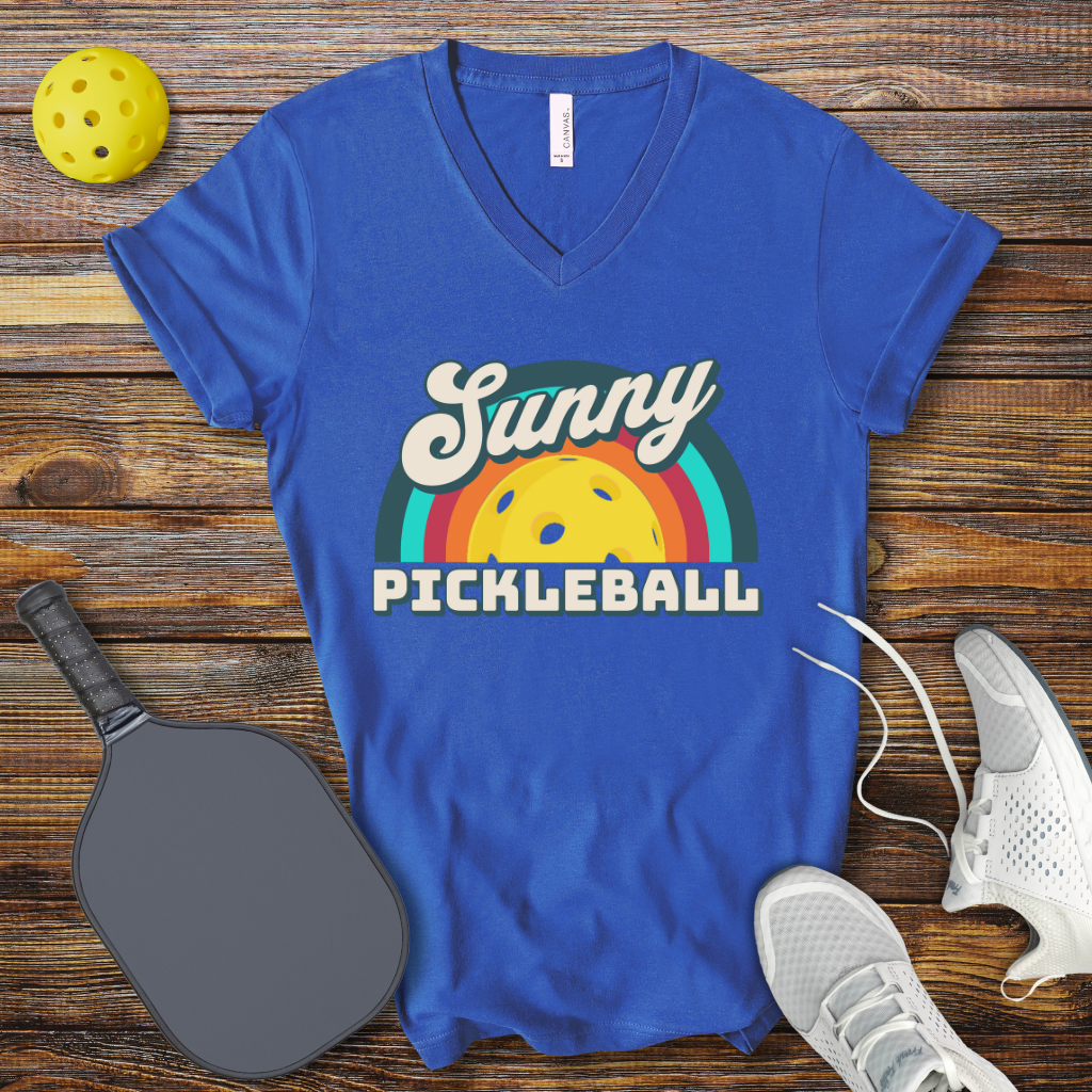 Funny Pickleball Shirt –  Sunny Pickleball Retro V-Neck T-shirt